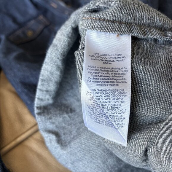 Chaps Womens Dress Blue Denim Long Sleeve Collared Size Medium Preppy Western - Picture 5 of 13